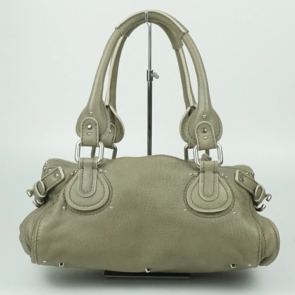 Chloe Paddington handbag Greige Gray leather bag shoulder padlock key